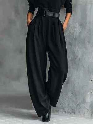 MARINELLA - Completo nero 2 pezzi con dolcevita, pantaloni e cintura