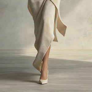 FLAMINIA - Completo Casual in Velluto Monocolore Asimmetrico