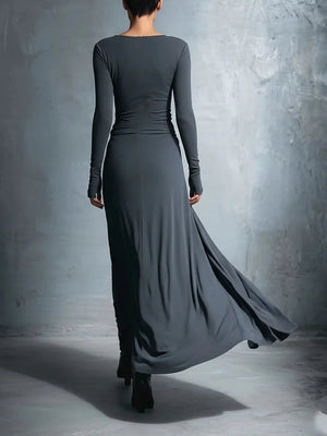 ALFONSINA - Abito Maxi in Jersey con Nodo Drappeggiato