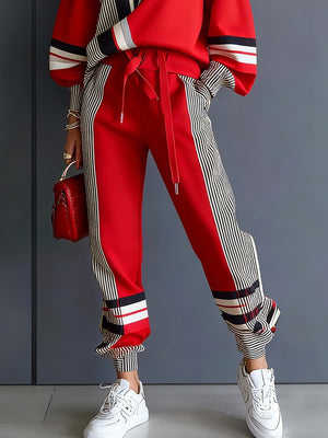 WALLY - Pantaloni Casual Color Block con Fascia alla Caviglia