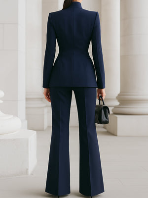 SIDONIA - Completo Blazer con Collo Alto e Gonna Plissettata