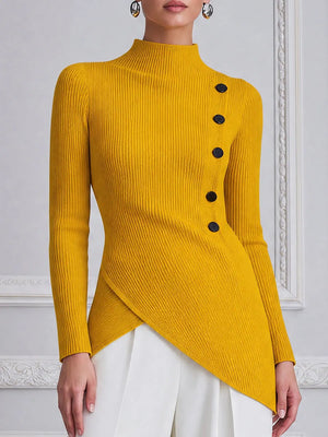 MORGANA - Top in maglia a coste con bottoni asimmetrici