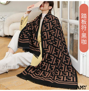 GRISELDA - Sciarpa nera effetto cashmere reversibile caldo-freddo