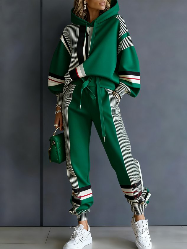 WALLY - Pantaloni Casual Color Block con Fascia alla Caviglia