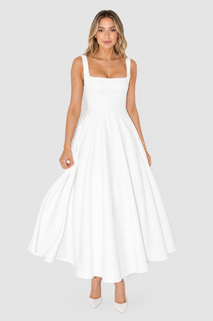 GIULIA - Abito Midi con Scollo Quadrato