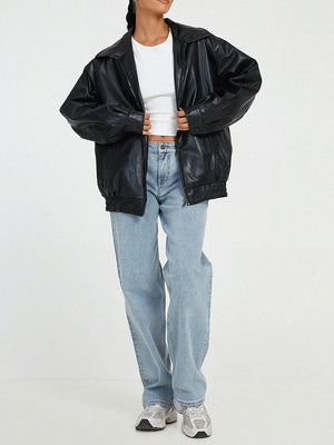 CORTENUOVA - Giacca oversize in finta pelle con zip