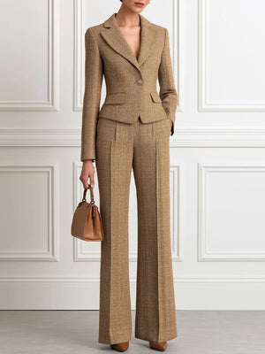 ARIANNA - Tailleur in tweed con blazer e pantaloni palazzo