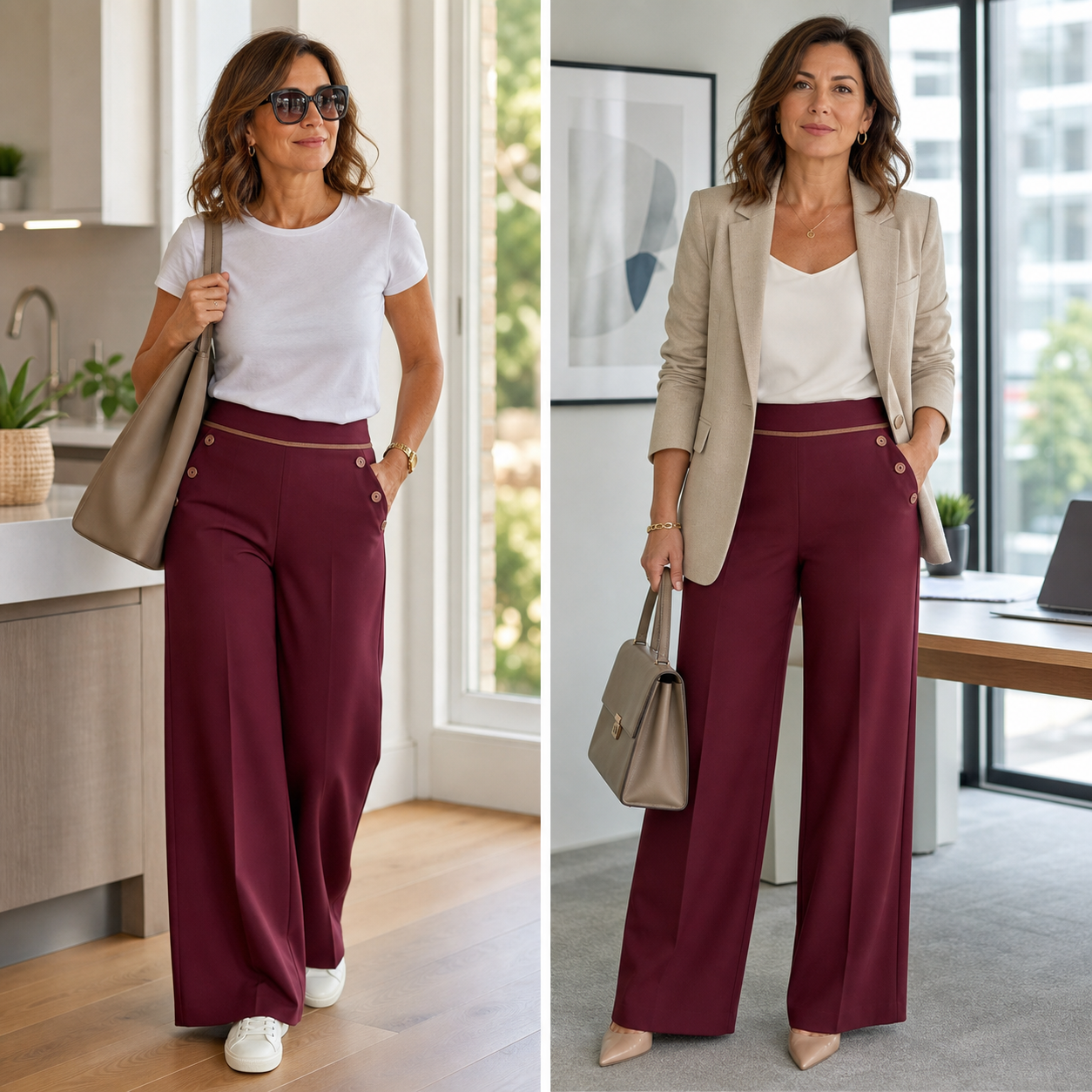 FOSCA - Pantaloni a vita alta eleganti valorizzanti