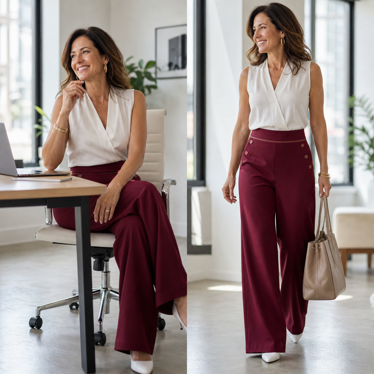 FOSCA - Pantaloni a vita alta eleganti valorizzanti