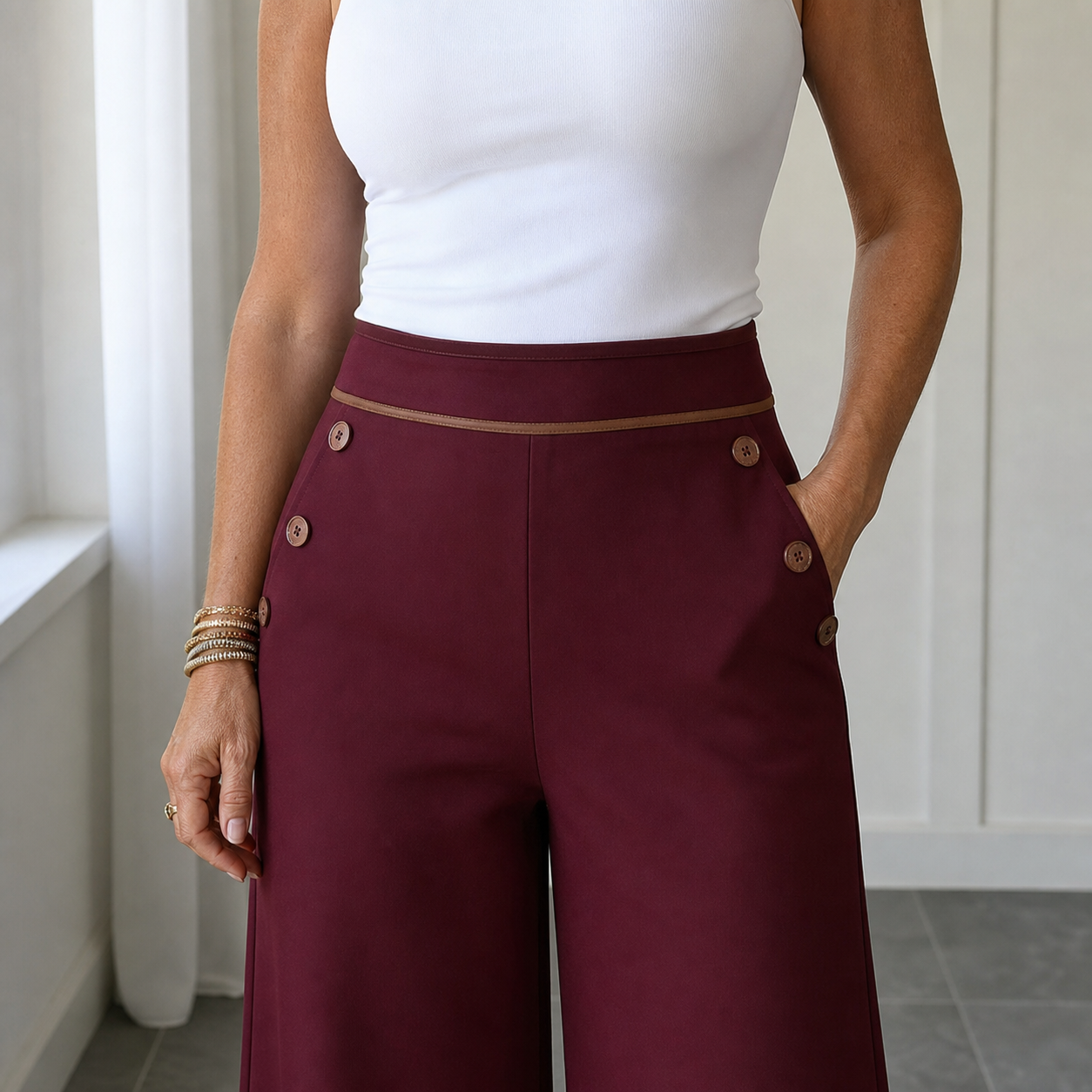 FOSCA - Pantaloni a vita alta eleganti valorizzanti