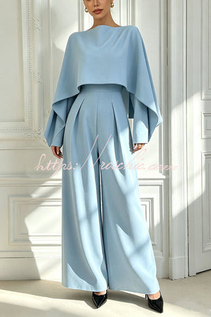 SAVERIA - Tuta Blu Minimal Chic a Gamba Ampia