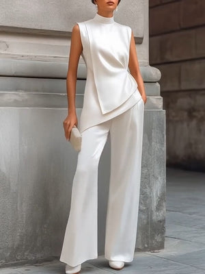 Coordinato • Raso • Top asimmetrico e pantaloni palazzo ✨ — foto 2