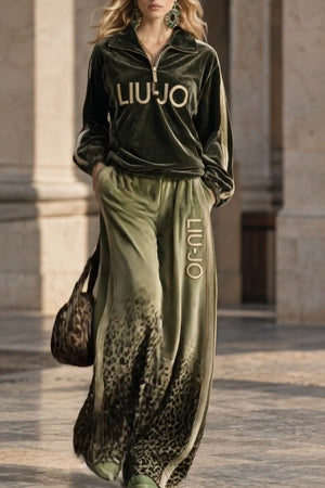 LIUJO Coordinato • Velluto • Zip frontale e stampa animalier — Loredana — SHOT 1