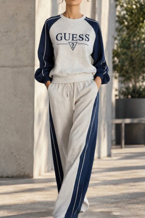 Guess Logos Coordinato • Cotone • Maniche raglan e pantaloni a righe verticali — Rosa — SHOT 1