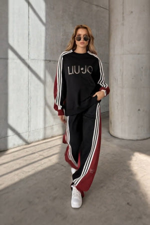 LIUJO Coordinato • Misto cotone • Design color block rosso e nero con tre strisce bianche laterali e logo ricamato — Argentina — SHOT 2
