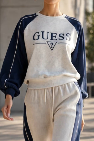 Guess Logos Coordinato • Cotone • Maniche raglan e pantaloni a righe verticali — Rosa — SHOT 3