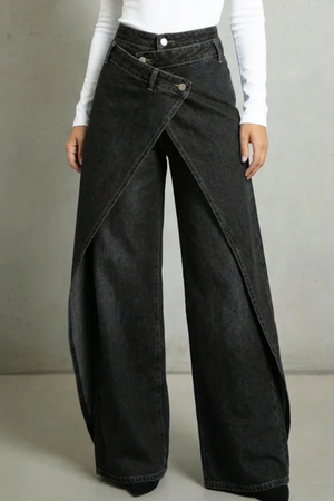 IDEA - Jeans vita alta vintage con bordo volant e cintura in vita