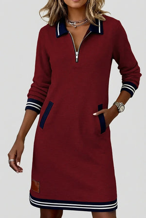GIULIA - Abito Cotone-Lino con Zip