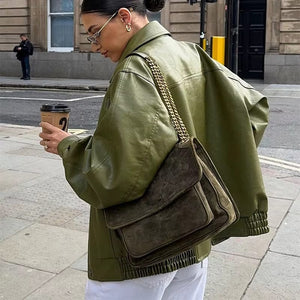 SEULO - Giacca Oversize da Donna con Collo Largo e Dettaglio con Bottoni a Pressione