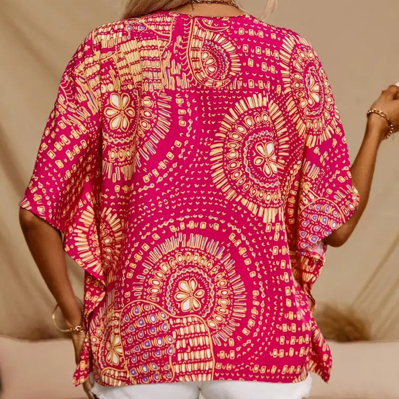 YVONNE - Blusa artistica con maniche a pipistrello multicolore